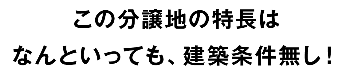 この分譲地の特長はなんといっても、建築条件無し！